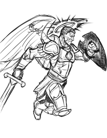 Warrior Angel Coloring Page